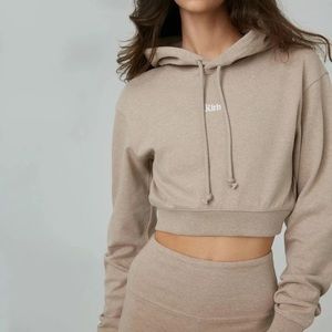 KITH WOMEN ALEXA CROPPED HOODIE - COFFEE HEATHER (M)